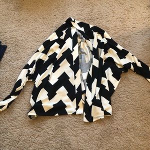 Black and white patterned open sweater